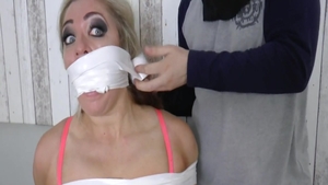 Chubby and busty BBW fetish gagging