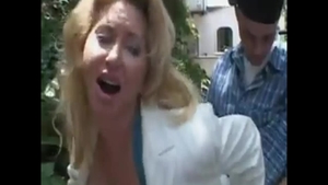 Chubby blonde hair hard ramming hard outdoors