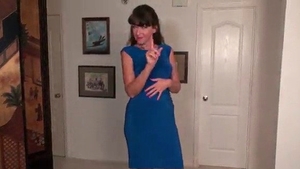 Wet cougar wearing pantyhose teasing