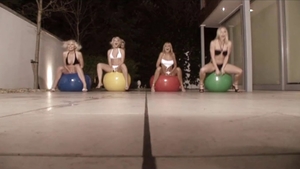 Beautiful awesome blonde babe in sexy lingerie foursome in HD