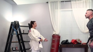 Blowjob in company with super sexy brunette