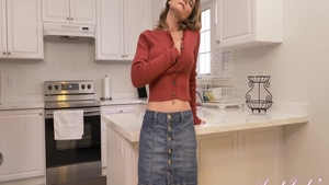 Skinny brunette feels in need of masturbating