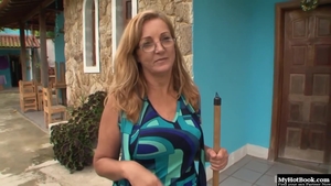 Blonde hair touching big ass