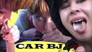 Teen chick swallow in a car