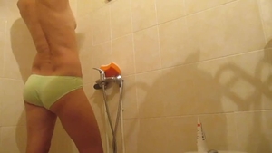 Hairy babe wearing panties masturbating solo