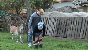 Young BBW cumshot in the village