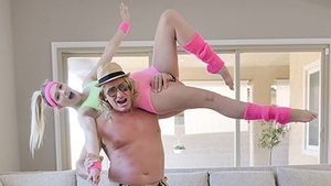 Blonde babe exposing small tits