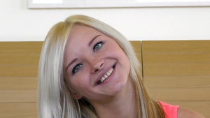 European teen shows small tits