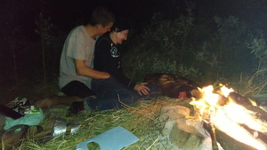 Closeup nailed rough in company with british amateur