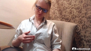 Good fucking next to amateur in glasses on webcam