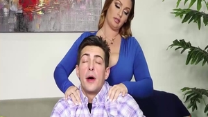 Chubby brunette hardcore sucking cock