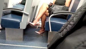 Accompanied by super sexy ebony amateur wearing heels